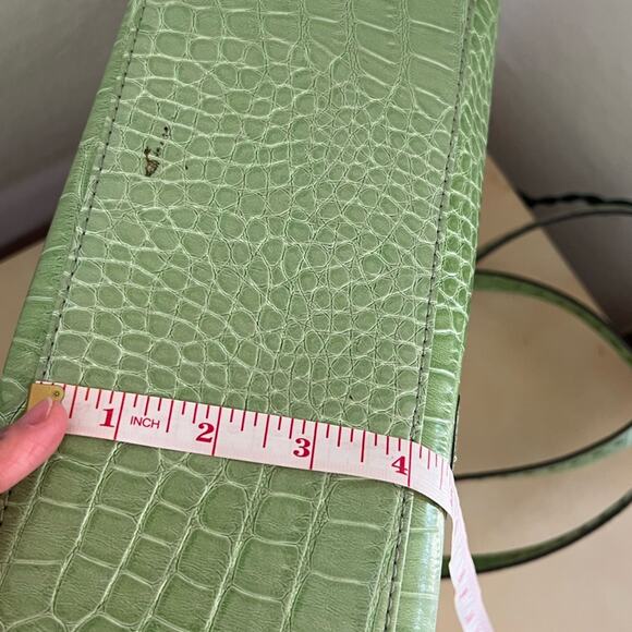 Vintage y2k crocodile embossed shoulder bag mint green tote spring - Picture 10 of 11